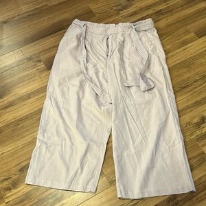 Wide Leg Cropped Linen Pants